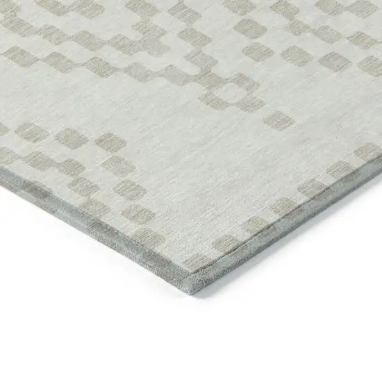 Ivory And Beige Geometric Washable Indoor Outdoor Area Rug Photo 5