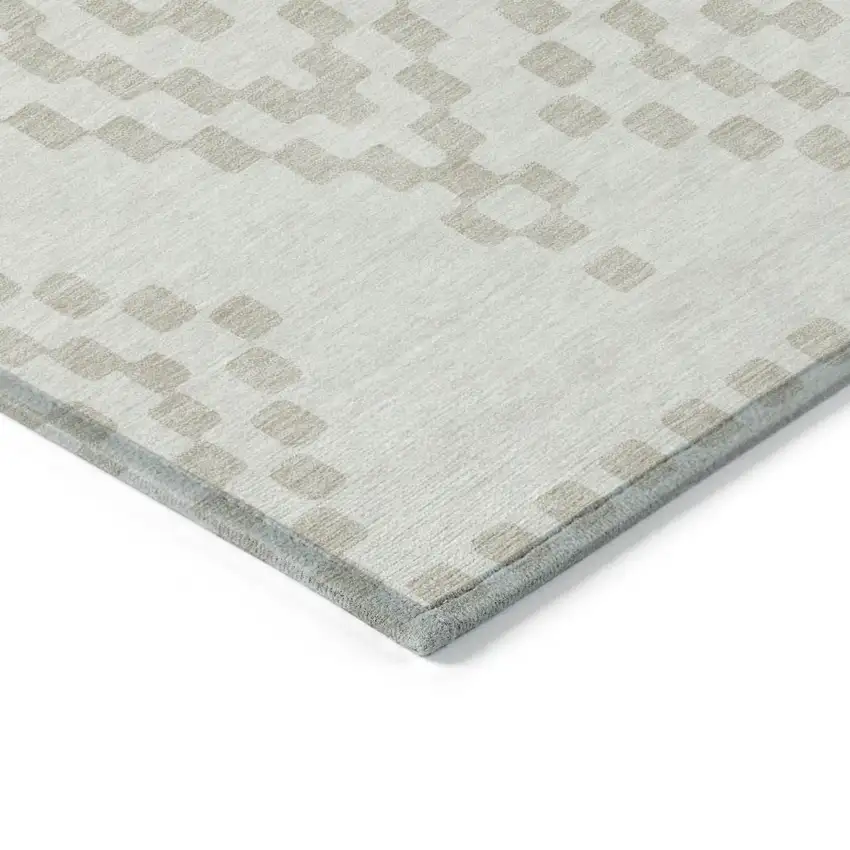 Ivory And Beige Geometric Washable Indoor Outdoor Area Rug Photo 5