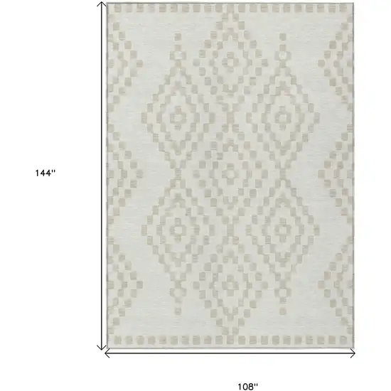Ivory And Beige Geometric Washable Indoor Outdoor Area Rug Photo 3