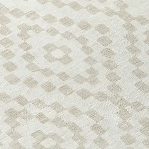 Photo of Ivory And Beige Geometric Washable Indoor Outdoor Area Rug