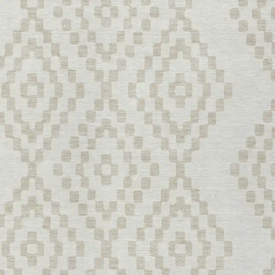 Ivory And Beige Geometric Washable Indoor Outdoor Area Rug Photo 7