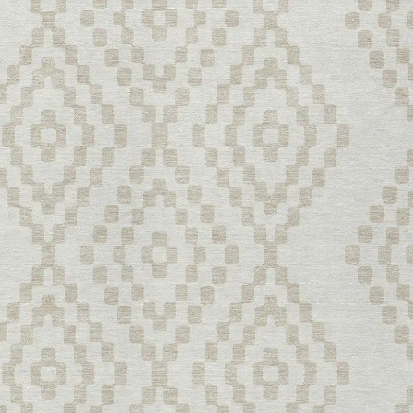 Ivory And Beige Geometric Washable Indoor Outdoor Area Rug Photo 7