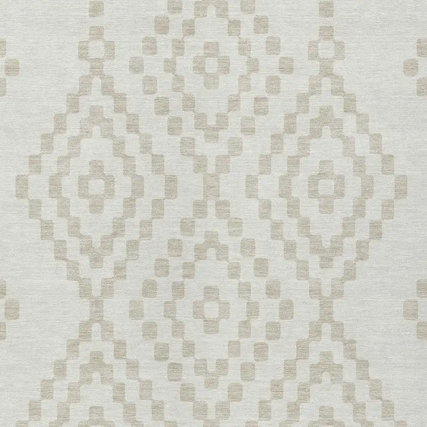 Ivory And Beige Geometric Washable Indoor Outdoor Area Rug Photo 7