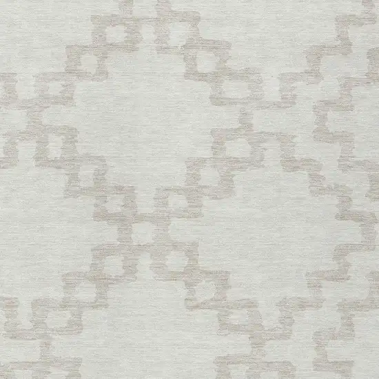Ivory And Beige Geometric Washable Indoor Outdoor Area Rug Photo 6