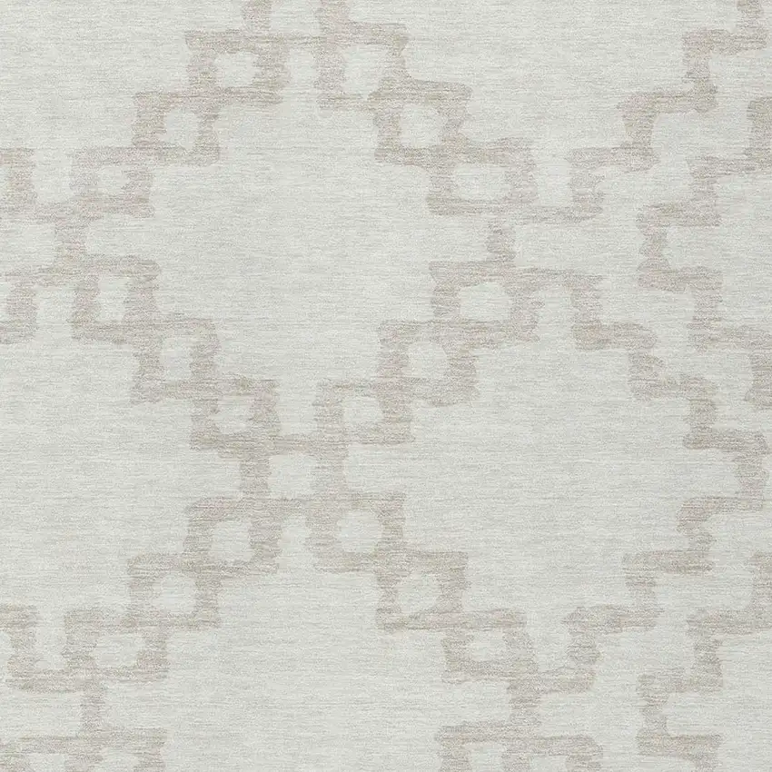 Ivory And Beige Geometric Washable Indoor Outdoor Area Rug Photo 6