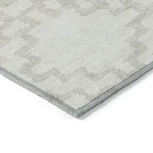 Photo of Ivory And Beige Geometric Washable Indoor Outdoor Area Rug