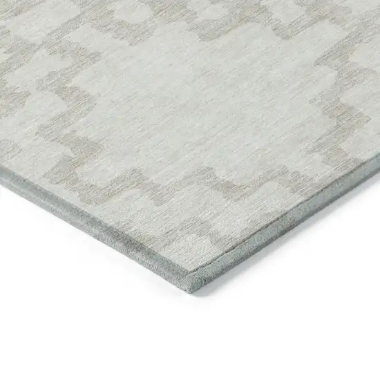 Ivory And Beige Geometric Washable Indoor Outdoor Area Rug Photo 5