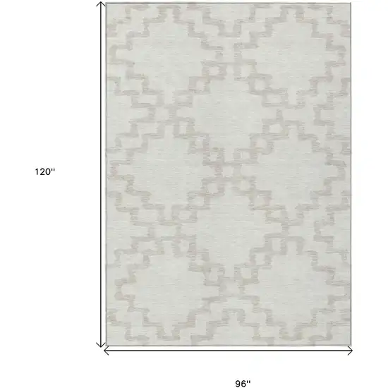 Ivory And Beige Geometric Washable Indoor Outdoor Area Rug Photo 3