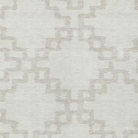 Ivory And Beige Geometric Washable Indoor Outdoor Area Rug Photo 6