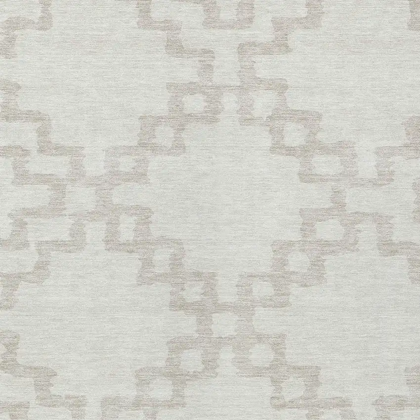 Ivory And Beige Geometric Washable Indoor Outdoor Area Rug Photo 6