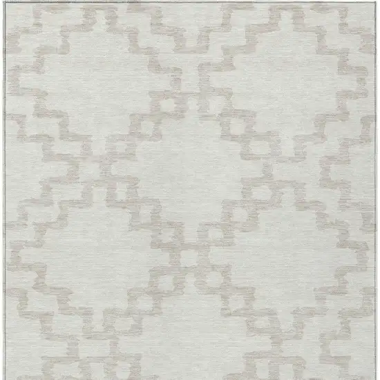 Ivory And Beige Geometric Washable Indoor Outdoor Area Rug Photo 7