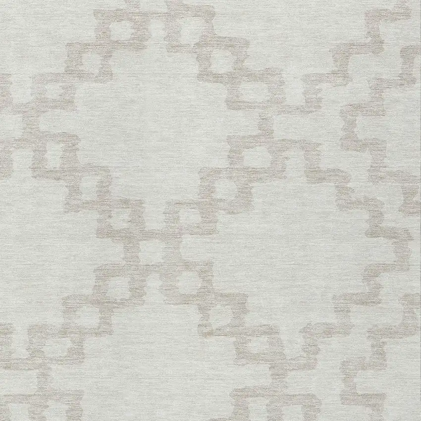 Ivory And Beige Geometric Washable Indoor Outdoor Area Rug Photo 6