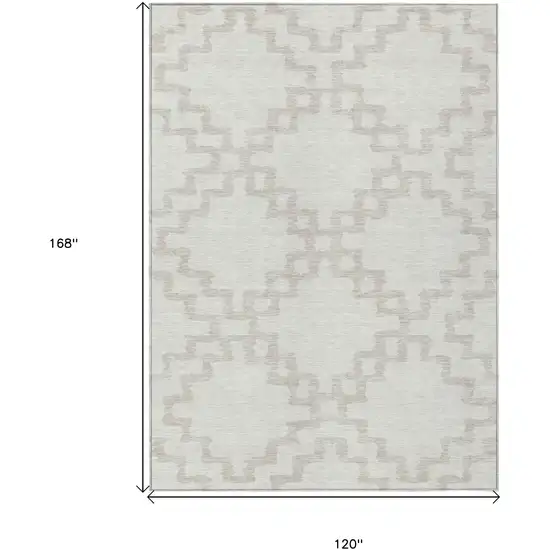 Ivory And Beige Geometric Washable Indoor Outdoor Area Rug Photo 3