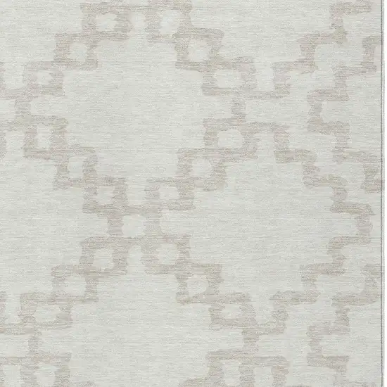 Ivory And Beige Geometric Washable Indoor Outdoor Area Rug Photo 6