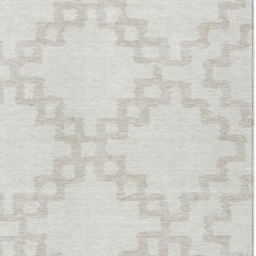Ivory And Beige Geometric Washable Indoor Outdoor Area Rug Photo 6