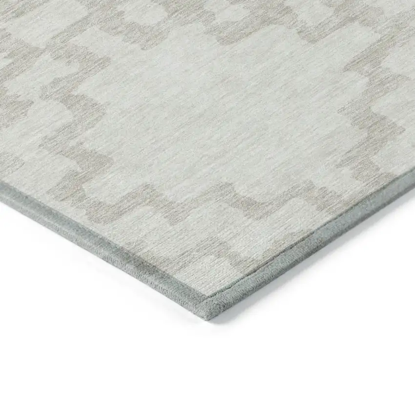 Ivory And Beige Geometric Washable Indoor Outdoor Area Rug Photo 5