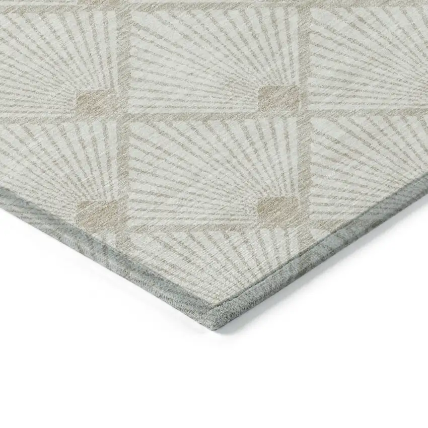 Ivory And Beige Geometric Washable Indoor Outdoor Area Rug Photo 5
