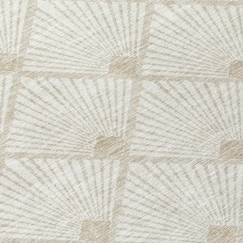 Ivory And Beige Geometric Washable Indoor Outdoor Area Rug Photo 6