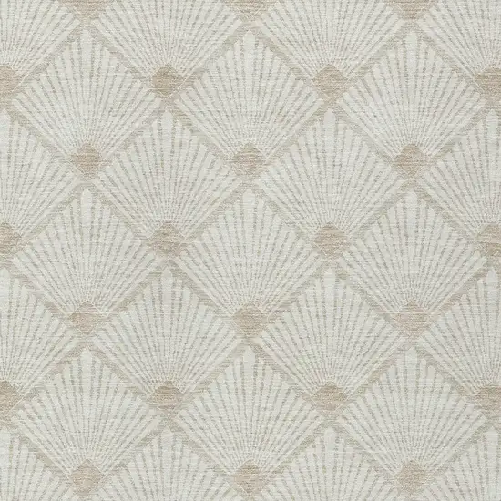 Ivory And Beige Geometric Washable Indoor Outdoor Area Rug Photo 7