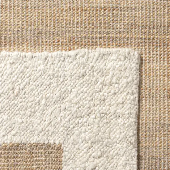 Ivory And Beige Hand Woven Square Rug Photo 9