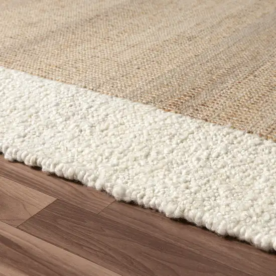 Ivory And Beige Hand Woven Square Rug Photo 6