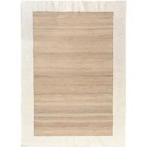 Photo of Ivory And Beige Hand Woven Square Rug