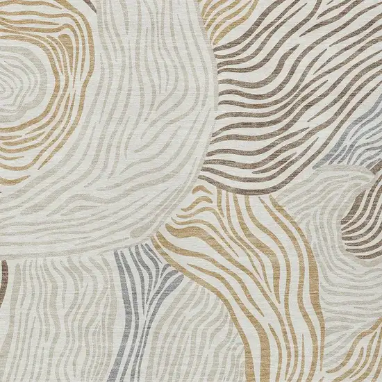 Ivory And Beige Ikat Washable Indoor Outdoor Area Rug Photo 2
