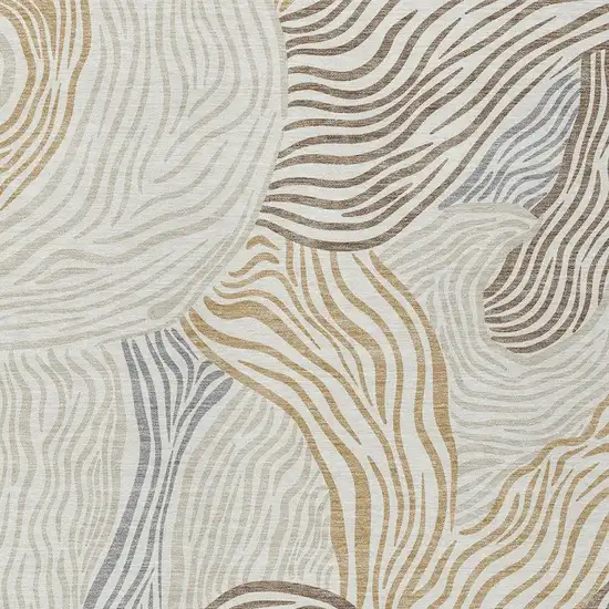 Ivory And Beige Ikat Washable Indoor Outdoor Area Rug Photo 2