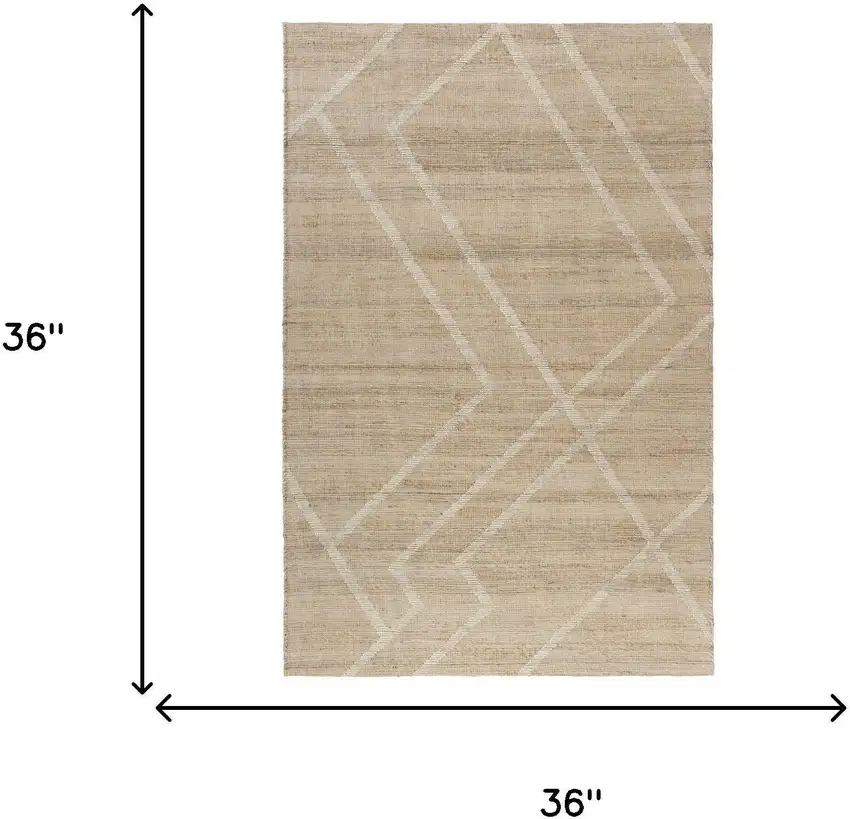 Ivory And Beige Jute Abstract Hand Woven Area Rug Photo 7