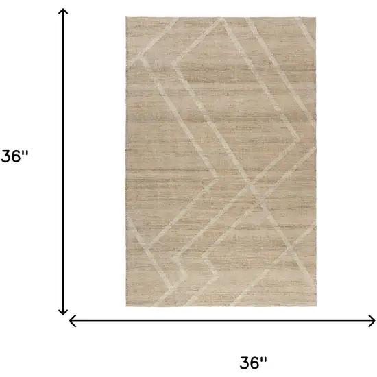 Ivory And Beige Jute Abstract Hand Woven Area Rug Photo 7