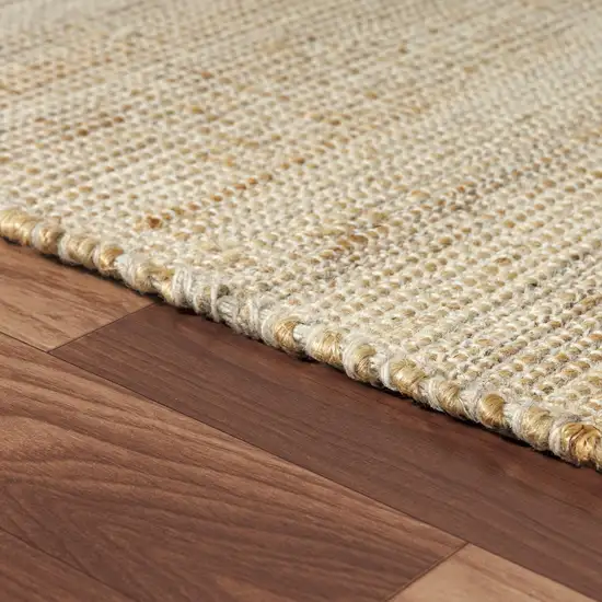Ivory And Beige Jute Abstract Hand Woven Area Rug Photo 3
