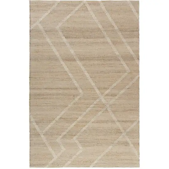 Ivory And Beige Jute Abstract Hand Woven Area Rug Photo 2