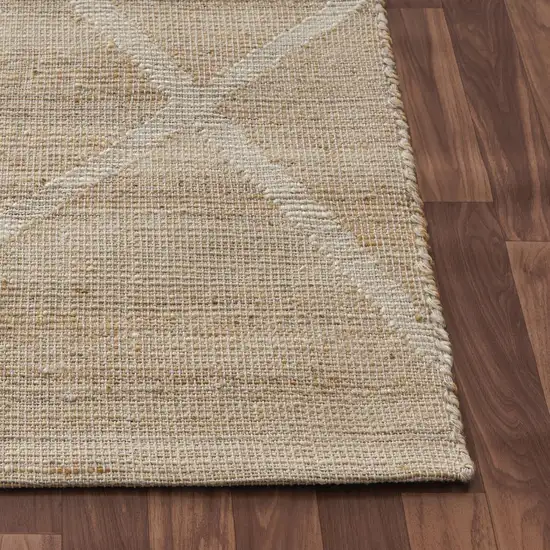 Ivory And Beige Jute Abstract Hand Woven Area Rug Photo 5