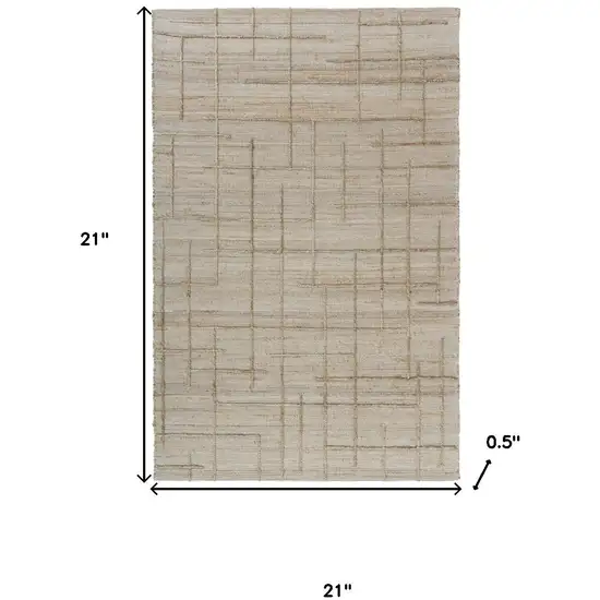 Ivory And Beige Jute Checkered Hand Woven Square Rug Photo 3