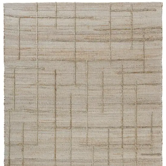 Ivory And Beige Jute Checkered Hand Woven Square Rug Photo 5