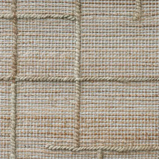 Ivory And Beige Jute Checkered Hand Woven Square Rug Photo 9