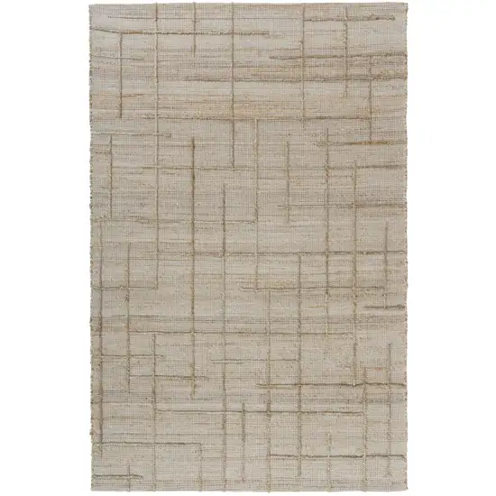 Ivory And Beige Jute Checkered Hand Woven Square Rug Photo 2