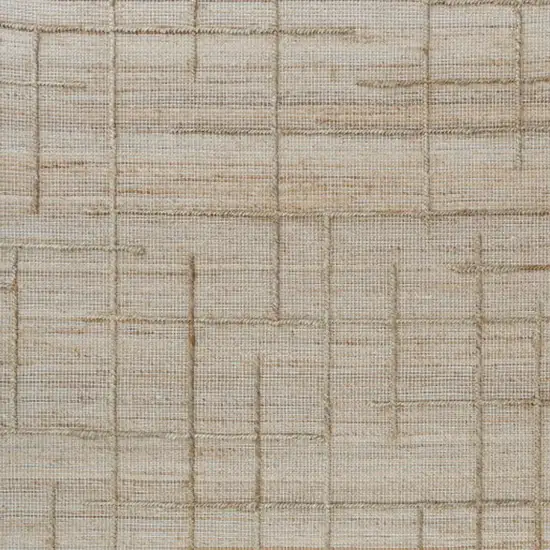 Ivory And Beige Jute Checkered Hand Woven Square Rug Photo 4
