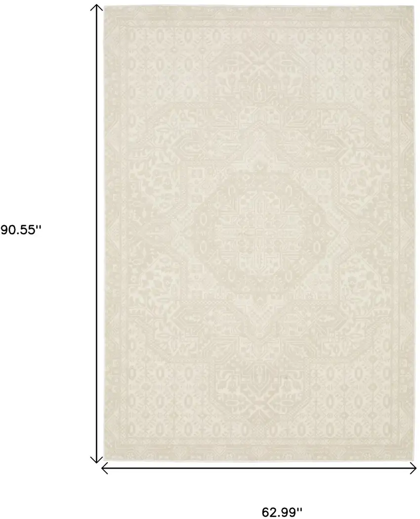 Ivory And Beige Medallion Area Rug Photo 3