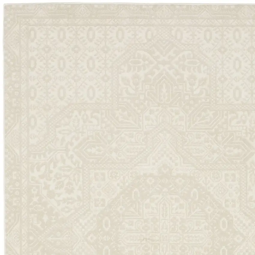 Ivory And Beige Medallion Area Rug Photo 6