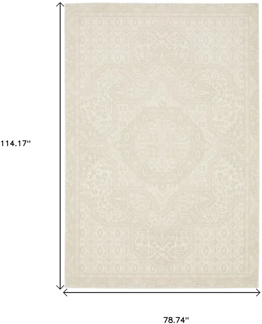 Ivory And Beige Medallion Area Rug Photo 3