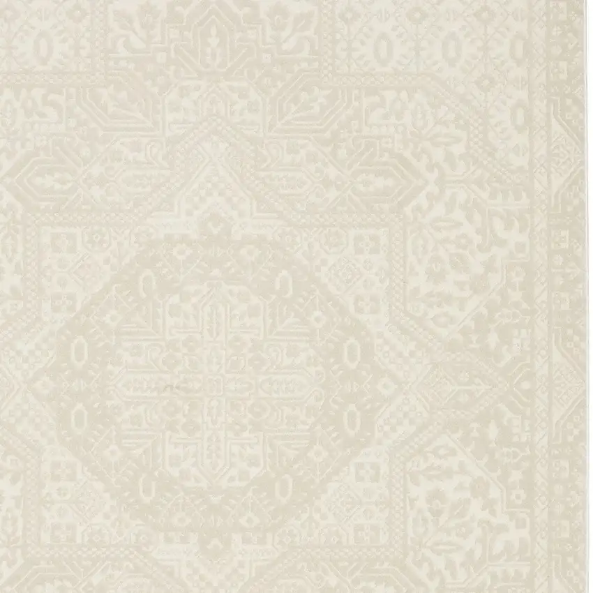 Ivory And Beige Medallion Area Rug Photo 6