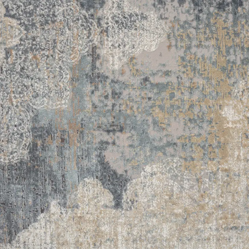 Ivory And Beige Medallion Square Rug Photo 9