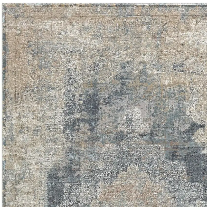 Ivory And Beige Medallion Square Rug Photo 2