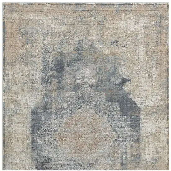 Ivory And Beige Medallion Square Rug Photo 3