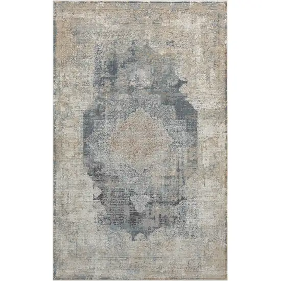 Ivory And Beige Medallion Square Rug Photo 1
