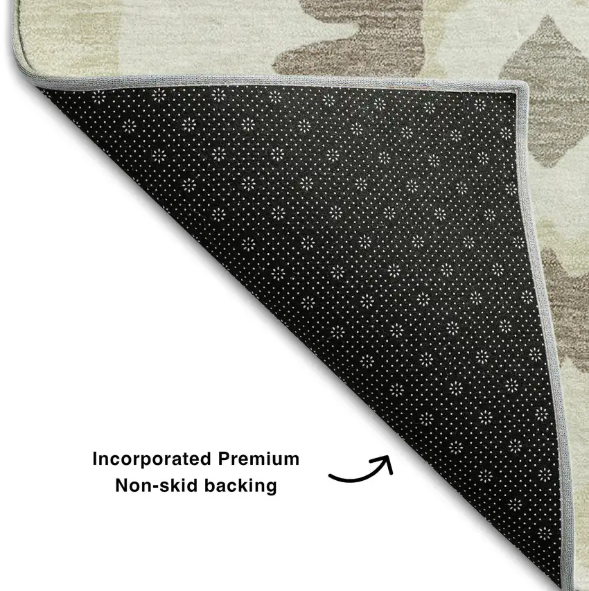 Ivory And Beige Medallion Washable Area Rug With UV Protection Photo 7