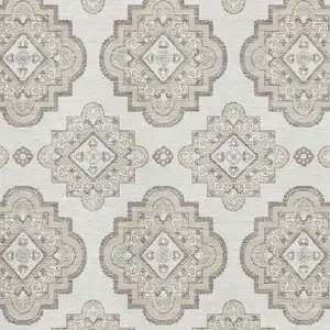 Photo of Ivory And Beige Medallion Washable Area Rug With UV Protection