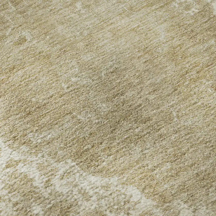 Ivory And Beige Medallion Washable Area Rug With UV Protection Photo 9