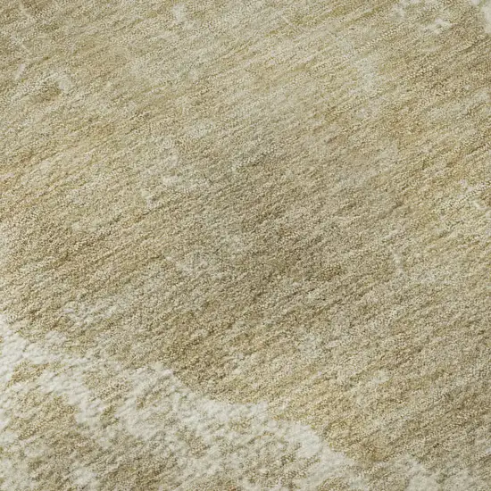 Ivory And Beige Medallion Washable Area Rug With UV Protection Photo 9